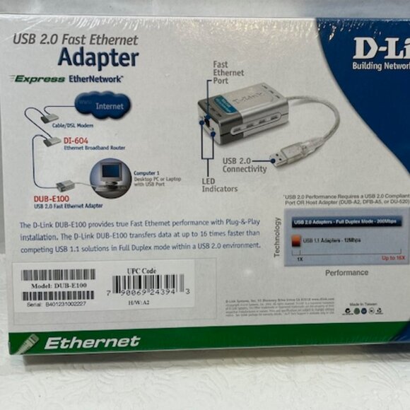 NEW D-Link USB 2.0 Fast Ethernet Adapter DUB-E100 - Picture 4 of 7